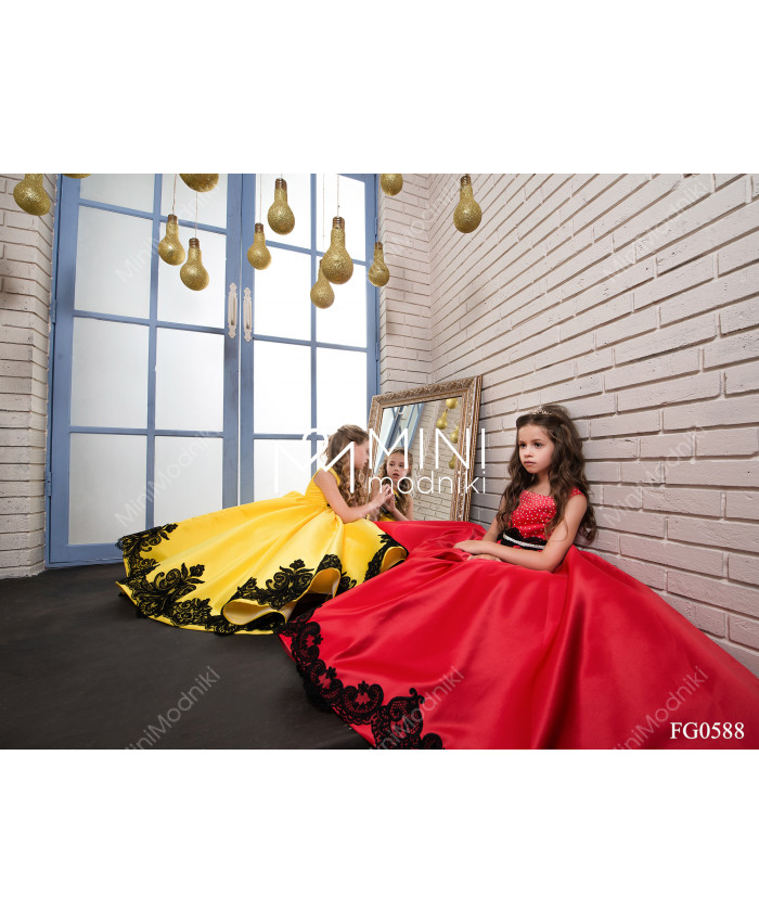 Платье пышное атласное красное от Престиж - 4