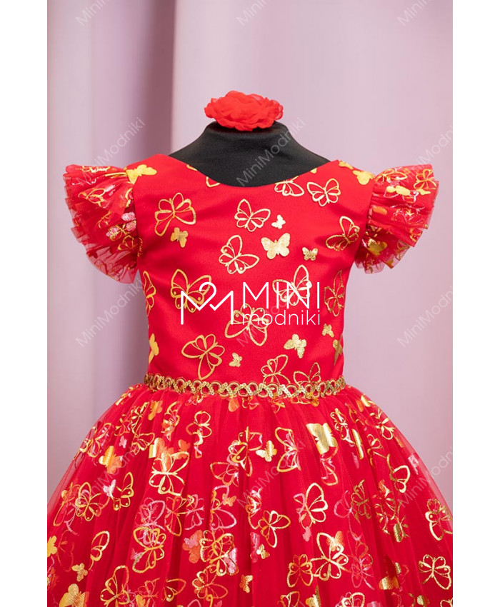 Платье длинное красное с бабочками от Veronicaiko - 2