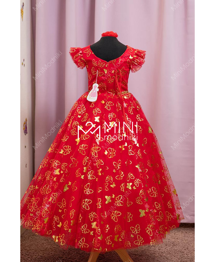 Платье длинное красное с бабочками от Veronicaiko - 3
