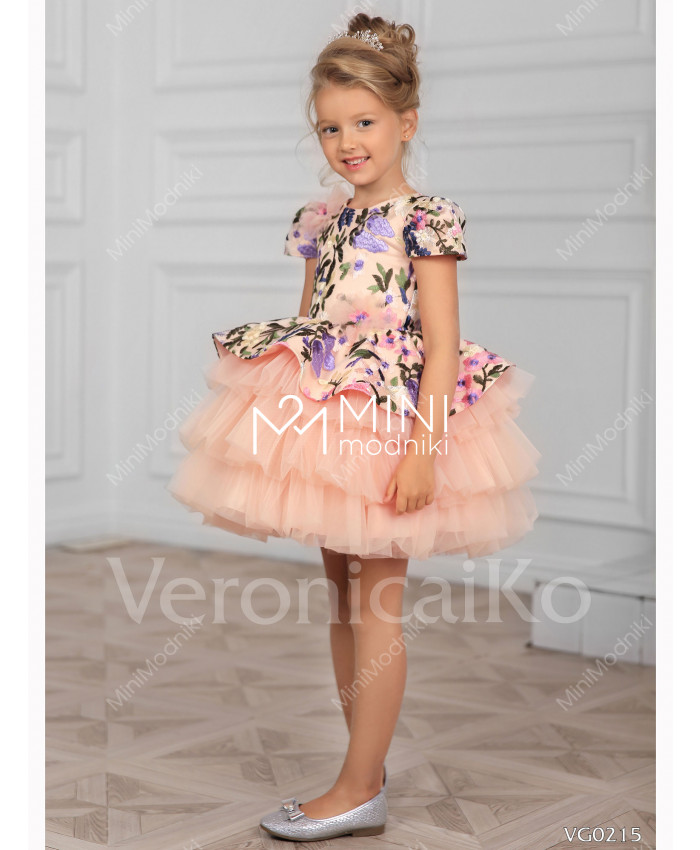 Платье короткое с цветочной баской от Veronicaiko - 1