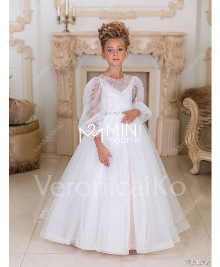 Платье пышное с длинным рукавом молочное от Veronicaiko - 1